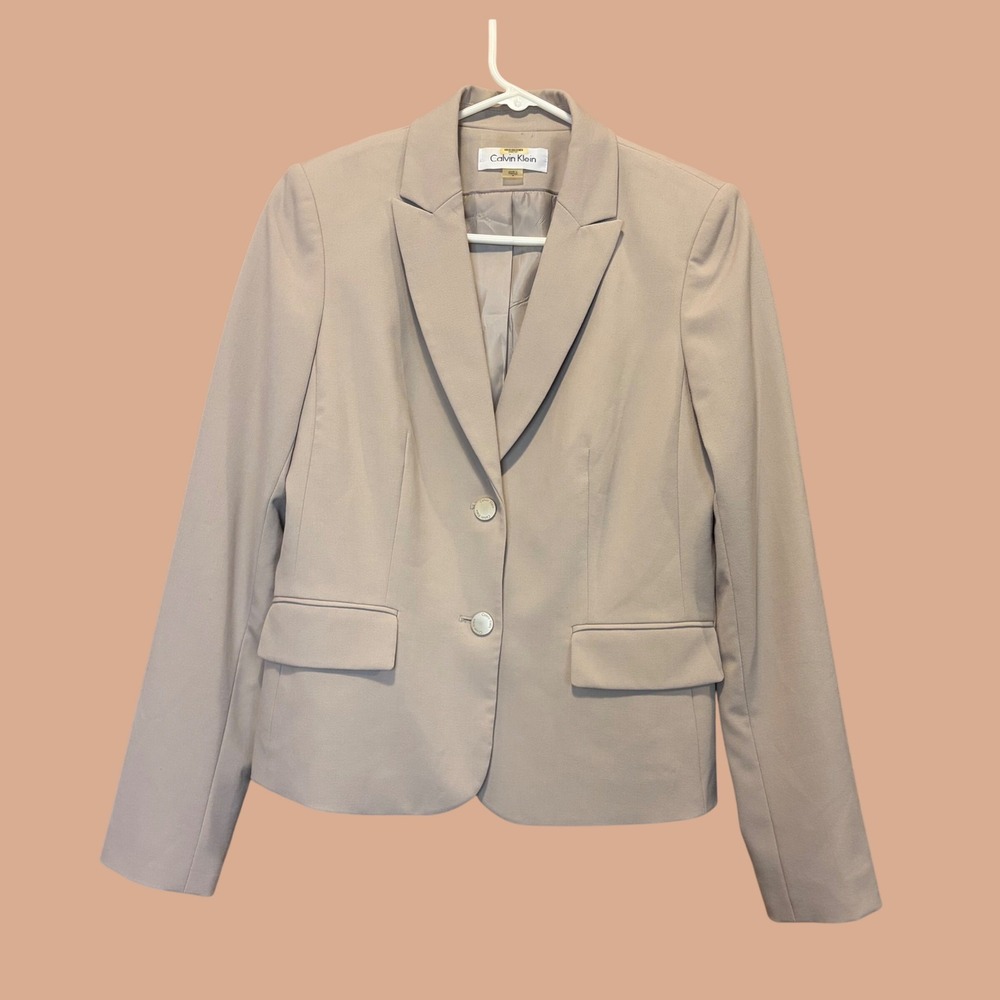 Calvin Klein Blazer Women 6 Pink Beige Feminine Professional Jacket Neutral